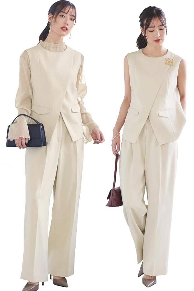 Amazon | [ルイ ルエ ブティック] フロント スリット ジレ ラメ